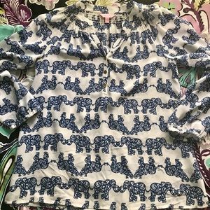 Lilly Pulitzer silk elephant blouse size s